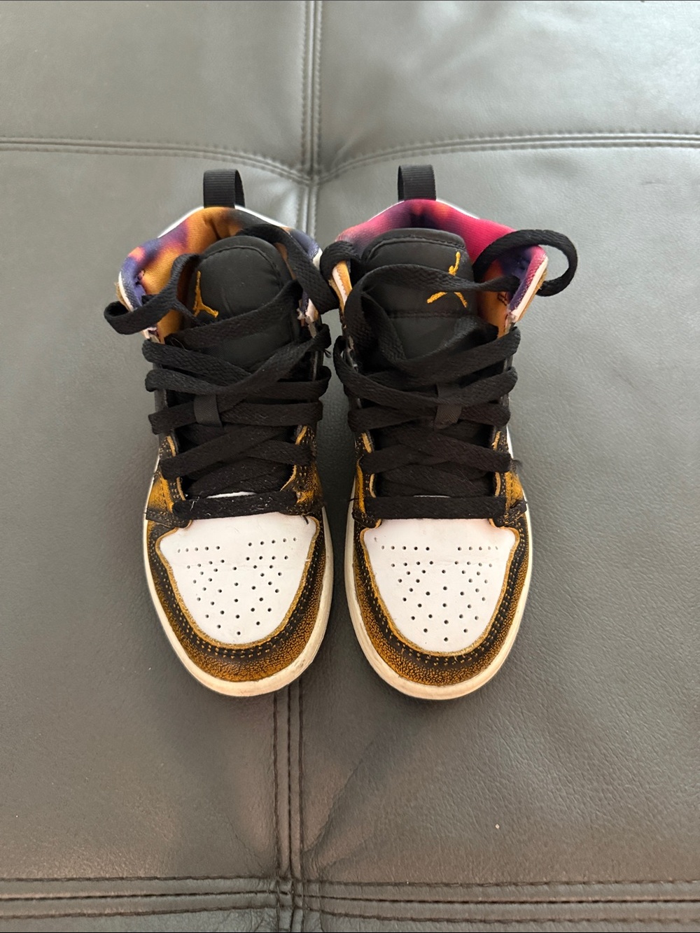 Jordan Kids High-Top Sneakers in Black, Gold & Multicolor
